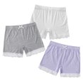 thumbnail image 3 of YONGHS Kids Girls 3 Pack Bike Shorts Solid Color Dance Gym Yoga Sports Bike Shorts White&Purple&Gray 11-12, 3 of 5