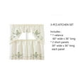 thumbnail image 4 of BR-02 3 Pieces Embroidery Ivory Floral Multicolor Window Kitchen Curtain Set 2 Tier + 1 Swag Valance for Kitchen Rod Pocket Top, 4 of 5