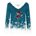 thumbnail image 4 of Honeeladyy Christmas Shirts for Women Fall Fur Collar V Neck Long Sleeve Going Out Tops Snowflake Wine Glass Print Sweatshirt Birthday Gift Blue XXXL, 4 of 5