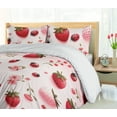 thumbnail image 3 of Ambesonne Strawberry Duvet Cover Set, Blushy Summer Ladybugs, Queen, Dark Pink Olive Green, 3 of 4