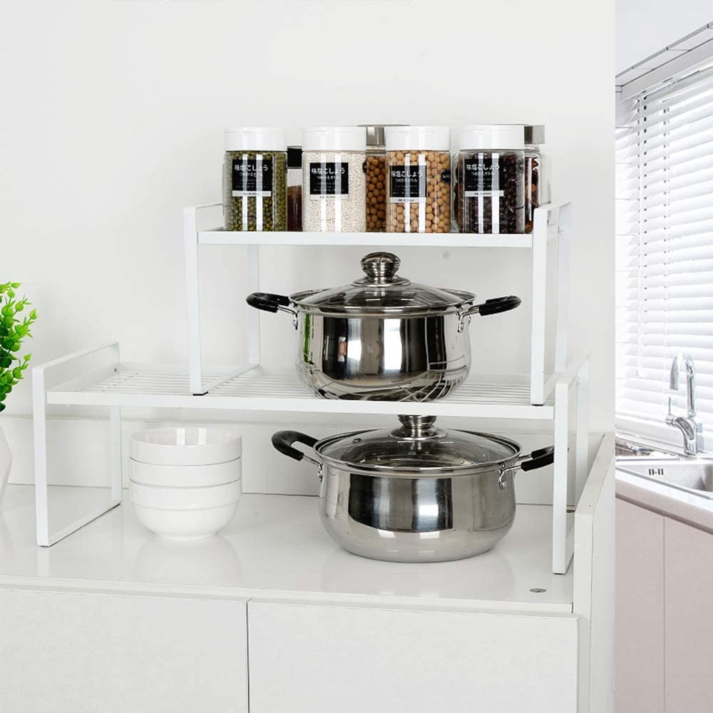 SUNFICON Metal Wire 2-Tier Countertop Storage Shelf, White photo 4