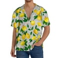 thumbnail image 1 of Balery Lemon1 Camisa Casual de Manga Corta con Botones para Hombre, Texturizada, Estilo Cubano, para Playa, Verano-Large, 1 of 5