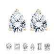 thumbnail image 1 of Pendientes minimalistas JeenMata forma de lágrima de moissanita 1 quilate Chapado En oro amarillo de 18 K sobre plata, 1 of 9