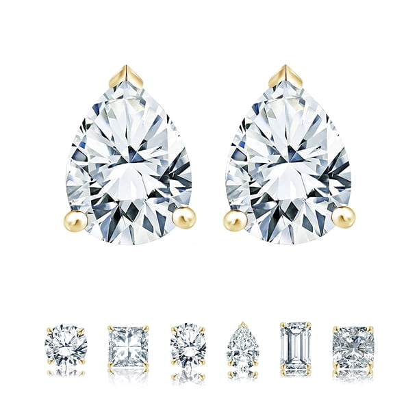 Pendientes minimalistas JeenMata forma de lágrima de moissanita 1 quilate Chapado En oro amarillo de 18 K sobre plata