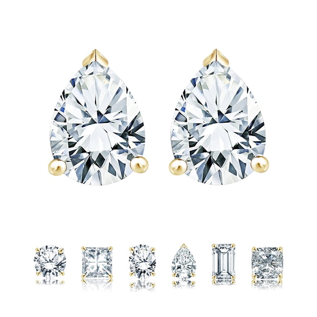 Pendientes minimalistas JeenMata forma de lágrima de moissanita 1 quilate Chapado En oro amarillo de 18 K sobre plata