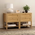 thumbnail image 3 of EYYTHUNG Large Nightstand with 2 Drawers, Large Farmhouse Wood Bedside Table with Open Shelf, 22" Wide Tall End Table for Sofa, Bedroom, Natural Oak, 3 of 6