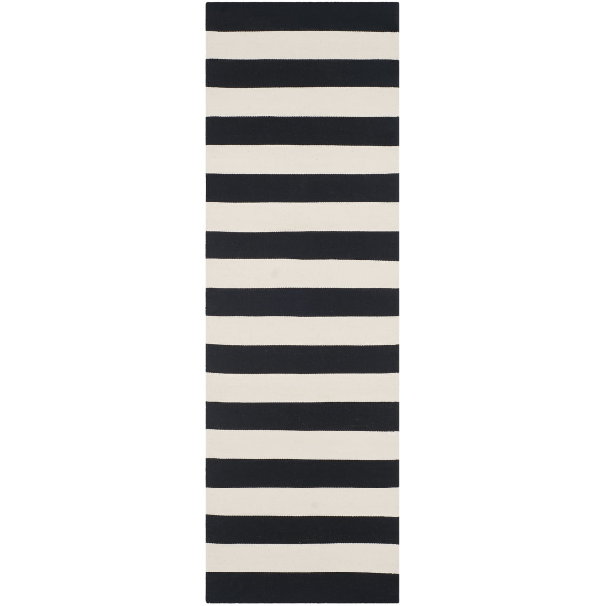 SAFAVIEH Montauk Saranna Geometric Cotton Area Rug, Black/Ivory, 10' x 10' Round