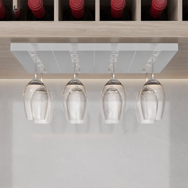 Support de Rangement pour Verres à Vin sous Étagère Ou Armoire Support de Verres à Vin Sans Perçage Support de Vaisselle en Plastique Séchoir pour Cuisine Bar