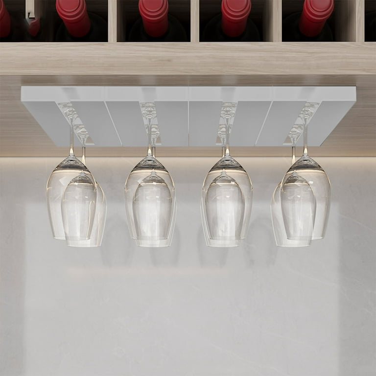 XEOVHV Storage Rack Wine Glass Holder Under Shelf Or Cabinet Punch-free Wine  Glass Rack Stemware Rack Glassware Drying Storage Hanger For Kitchen,Bar  And Rest 