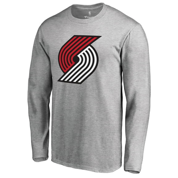 Men's Heather Gray Portland Trail Blazers Primary Logo Long Sleeve T-Shirt