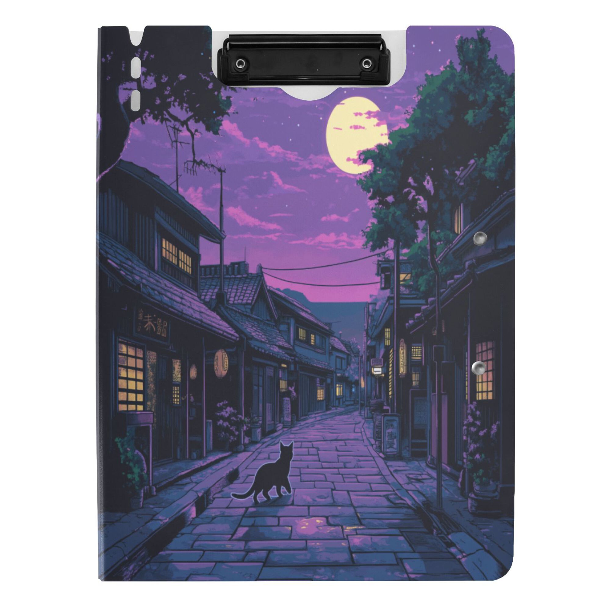 FORMRS A4 Clipboard Folder with Pen Holder Horizontal Foldable School Office Binder, Purple Street