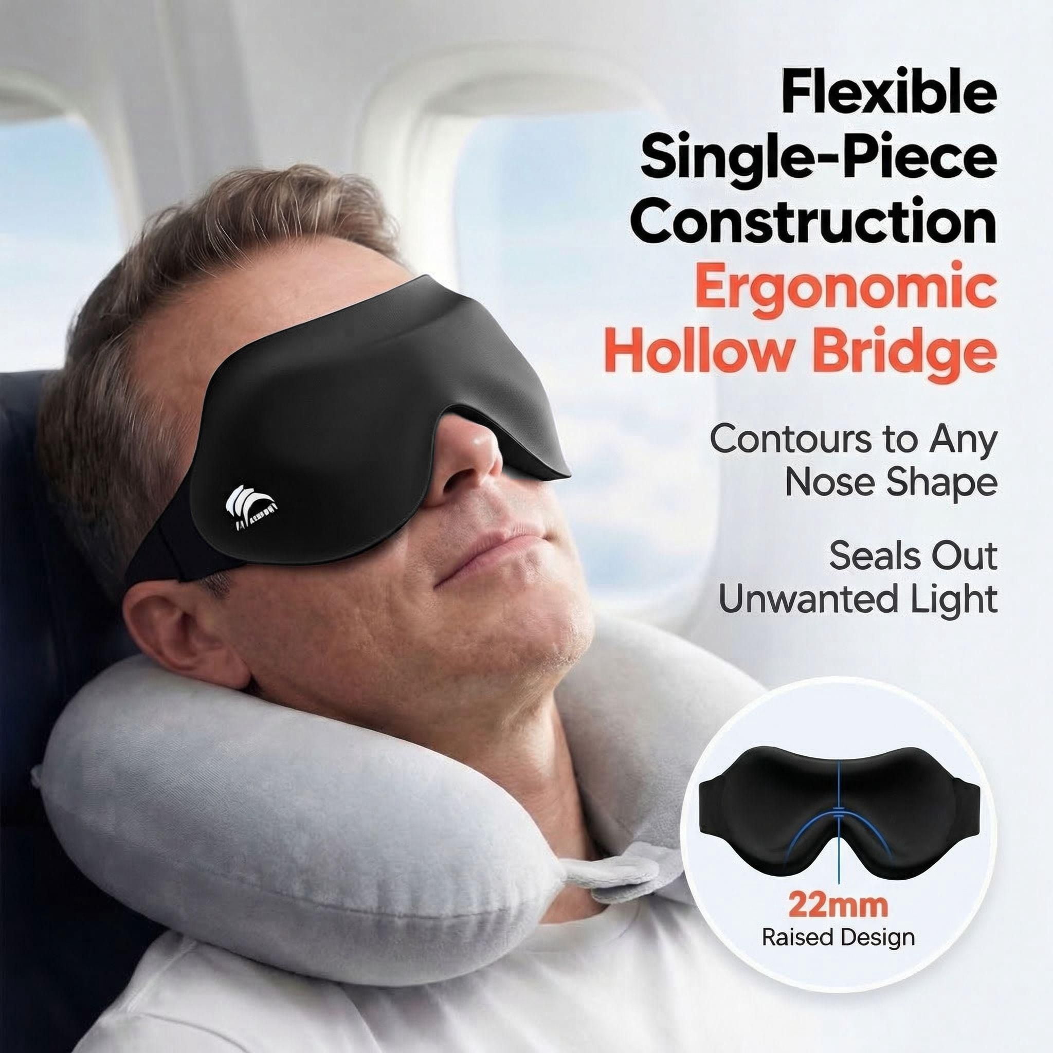 Eye Mask for Sleeping, Weighted Sleep Mask with Complete Blackout Coverage, Deep 3D Eye Cups, Soft Memory Foam Comfort, Full Coverage Strap for Side Sleep, Office Nap, Travel, for Women and Men