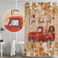 thumbnail image 5 of Red Truck Fall Shower Curtain, Waterproof Shower Curtains for Bathroom, Thanksgiving Botanical Pumpkins Leaves Washable Fabric Bathtub Curtain Set Bath Decor with 12 Hooks 72"x78", 5 of 8