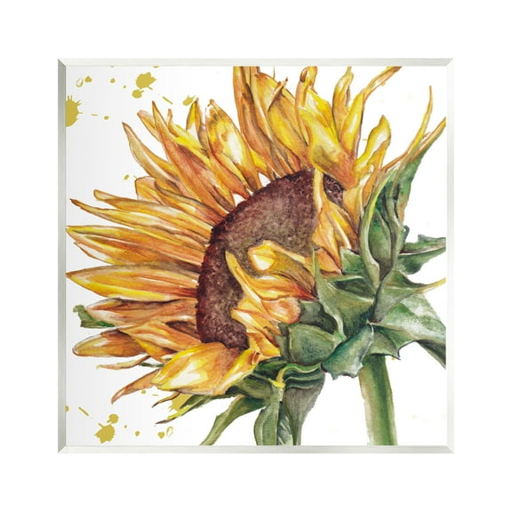 Stupell Industries Sunflower with Modern Splash Botanical & Floral Painting Unframed Art Print Wall Art, 12 x 12