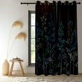thumbnail image 3 of Black Leaves Pattern Window Curtains, Aesthetic Leaf Vine Design Blackout Curtains For Kitchen Living Room Thermal Insulated Window Treatment Set 53"W x 63"L (Pack of 2), 3 of 6