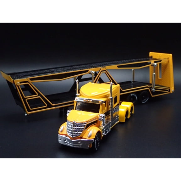 Open Box INTERNATIONAL LONESTAR & CAR TRANSPORTER HAULER TRAILER 1:64 SCALE DIECAST MODEL