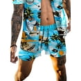 thumbnail image 4 of DYMADE Men Lapel Short Sleeve Shirt Shorts Hawaii Two Piece Sets, 4 of 4