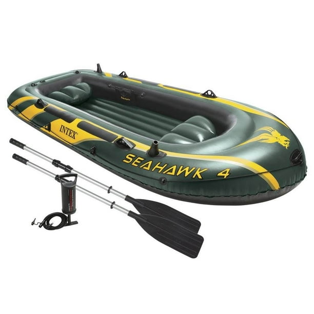 Intex Seahawk 4 Inflatable 4 Person Floating Boat Raft Set with Oars
