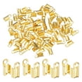 thumbnail image 1 of Uxcell 100pcs Fold Over Cord Ends 3mm Brass Crimp Cap Clasp Tips for DIY Leather Ribbon Craft Making, Gold Tone, 1 of 6