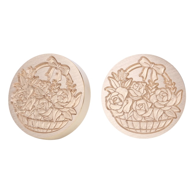 Cuadros Decorativos Cesta redonda de flores sello de cera Retro cabeza de sello pintura de fuego par