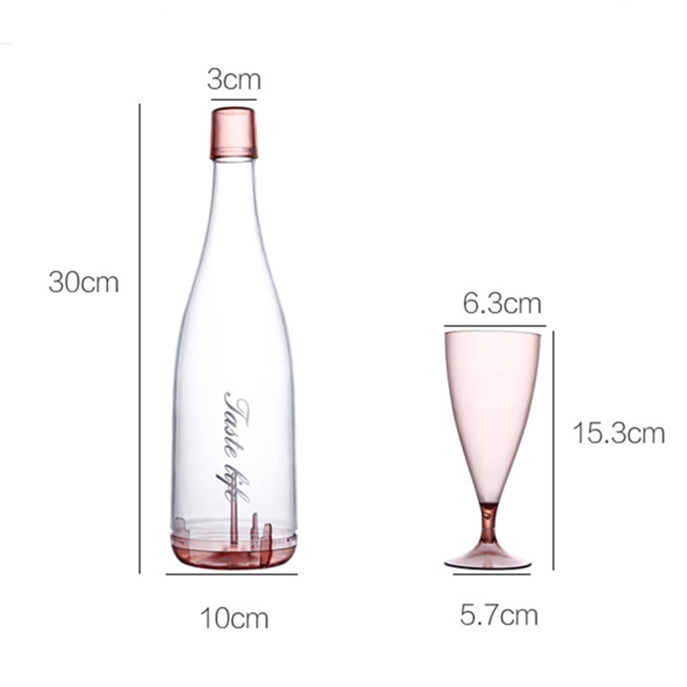 5pcs Plain Portable Wine Cup & 1pc Wine Bottle