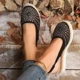 thumbnail image 5 of AUDeals Women's Ballet Flats Wedge Dress Shoes Soft Knit Ankle Strap Rhinestone Round Toe Comfortable Office Flats (Black, 8.5), 5 of 8