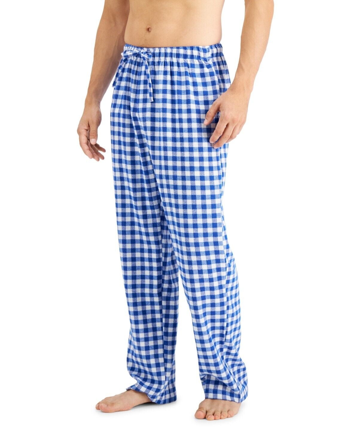 Club Room Men's Flannel Print Pajama Pants in Navy Gingham-Small ...