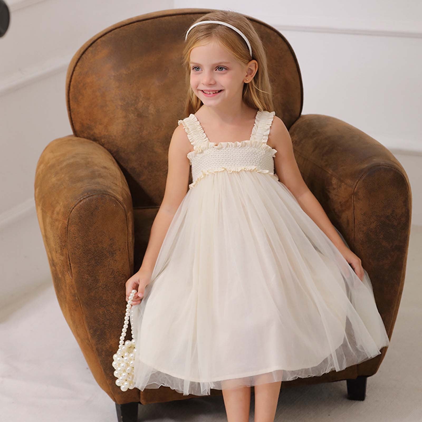 Robes pour Filles Robes en Tulle à Volants pour Filles Robe d'Été