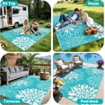 thumbnail image 6 of Enyhom Floral Waterproof Outdoor Rugs 5'x8', Reversible Plastic Straw Patio Camping Rug for Camping Patio Picnic, Teal, 6 of 9