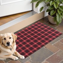 Red and Black Plaid Pattern Door Rugs,Washable Non Slip Door Mats Indoor,Decorative Door Mats,Entry Mat Indoor for Entrance,Bedroom,Kitchen,Bathroom,16"x24"