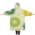 thumbnail image 2 of Oversized Wearable Blanket Hoodie,Green Yellow Dandelion Pattern Sherpa Blanket Hoodie with Super Pockets,Super Warm Fuzzy Pullover for Women & Men, 2 of 6