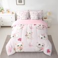 thumbnail image 2 of Homewish Kawaii Cat Kitten 7-Piece Bedding Comforter Set,Lovely Pet Animal King Bedding Sets,Pink Rose Butterfly Bed Sheets For Girls Kids,Ultra Soft Home Decor Reversible, 2 of 8