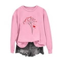 thumbnail image 3 of asdoklhq Vintage Valentine's Day T-Shirts for Women Long Sleeved Round Neck Sweatshirt Fashionable and Casual Hooded Sweatshirt Top Pink 2X, 3 of 3