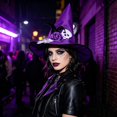 thumbnail image 7 of Fllostpr Halloween 14x15" Adult Prom Dress Up Witch Hat, Purple Light Comfortable Decor for Party Masquerade Stage Performance, 7 of 7
