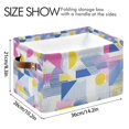 thumbnail image 4 of Yayeee 2 Pack Canvas Storage Basket with Handles for Shelves Fabric Bins Closet Organizer, Retro Simple Shapes, 4 of 8