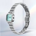 thumbnail image 5 of BERNY Small Silver Watches for Women, Dainty Minimalist Dress Watch with Square Dial, Vintage Stainless Steel Bracelet Watch, Waterproof, Ladies Luxury Gifts (Blue), 5 of 9