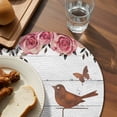 thumbnail image 3 of Pink Roses Birds Round 13 Inch Placemats Set of 8, Spring Floral Butterflies Gray Wooden HeatResistant Non Slip Place Mats for Dining Table, Wipeable Braided Kitchen Table Mats for Housewarming, 3 of 9