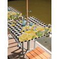 thumbnail image 2 of Outdoor Tablecloth with Umbrella Hole for Patio/Picnic/Party/Camping, Lemon Gnomes Waterproof Table Cloth Square Cover Washable, Summer Tropical Fruits Black White Plaid (60"x 60"), 2 of 8