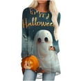 thumbnail image 2 of jobturf Halloween Shirts for Women Pumpkin Printed Cute Long Sleeve T Shirts Novelty Ghost Graphic Tops Fall Tee Fashion Festival Gift, 2 of 5