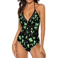 thumbnail image 2 of NICKSUN Maillot de Bain une Pièce pour Femmes Contrôle du Ventre Maillot de Bain Modeste Col en V, 2 of 9