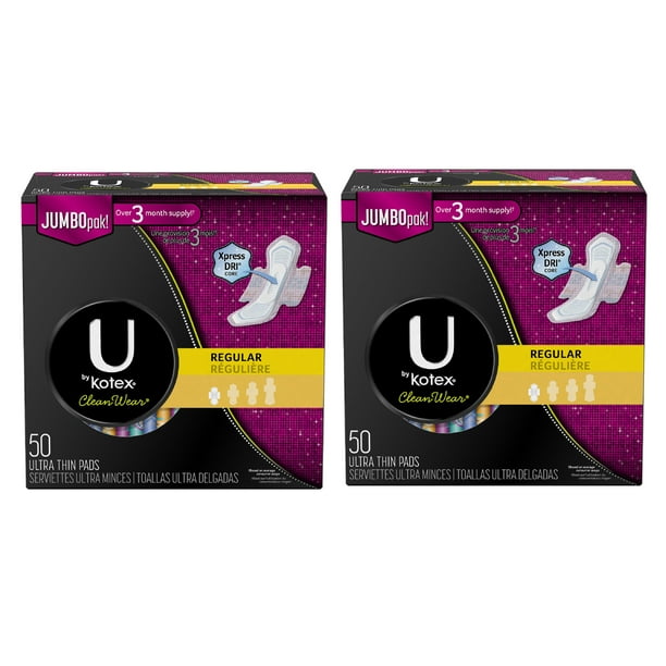 U By Kotex Cleanwear Ultra Thin Regular Pads With Wings Unscented 50 Ct 2 Pack Walmart Com Walmart Com U By Kotex Cleanwear Ultra Thin Regular Pads With Wings Unscented 50 Ct 2 Pack Walmart Com Walmart Com