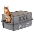 thumbnail image 1 of USA Caja de Arena para Gatos Extra Grande con Protección contra Derrames, Caja de Arena Alta con Abierto Superior, Gris, 1 of 8