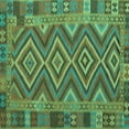 thumbnail image 1 of Ahgly Company Machine Washable Indoor Square Southwestern Turquoise Blue Country Area Rugs, 4' Square, 1 of 4