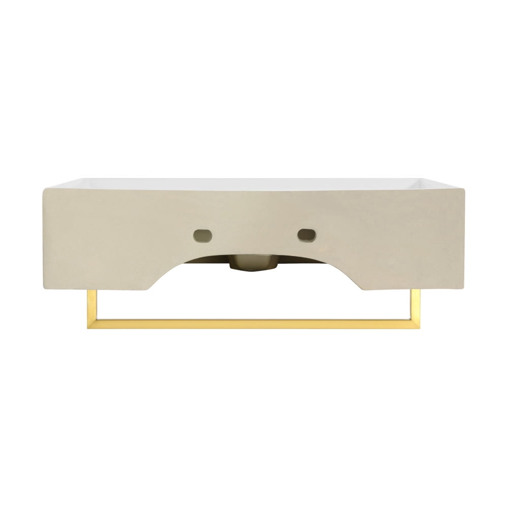 Claire 22" Wall-Mount Bathroom Sink with Brushed Gold Towel Bar