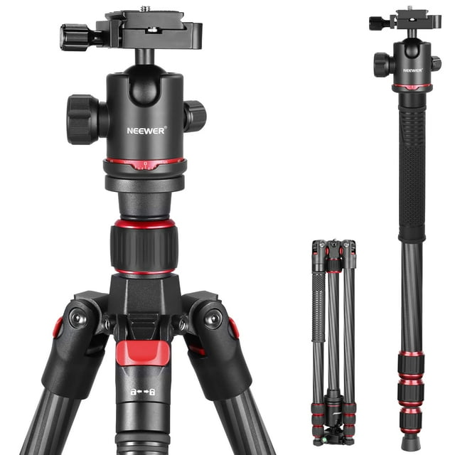 Trípode Neewer N55C de fibra de carbono 66/168 cm con cabeza esférica de 12 kg