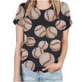 thumbnail image 5 of YHAJDS Women's Oversized T-shirts Baseball Print Short Sleeve Round Neck Loose Blouse, 5 of 5
