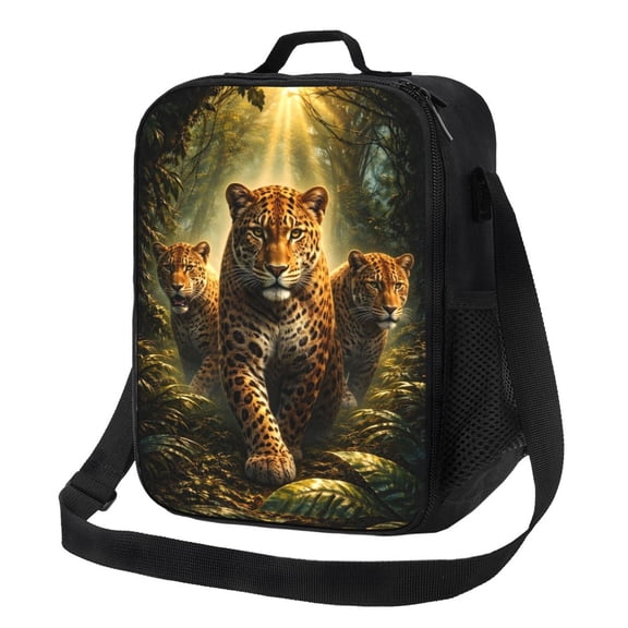 Leopard Lunch Bag Insulated Thermal Lunch Box with Shoulder Strap & Handle for Women and Men