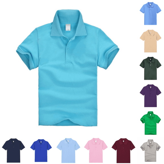 Polo Shirt for Boys Girls Breathable Lightweight Short Sleeve Collared Golf Tshirts Back To School Casual Button Down School Uniform T Shirt Sky Blue 2-3 Years