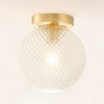 Eurus Home 1-Light Dimmable Mid-Century Glass Globe Semi Flush Mount Ceiling Lighting Fixture Gold