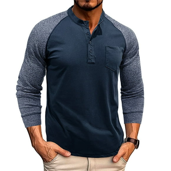 FhsagQ Men's Shirts Shirts for Men Black Mens 2 Pack Cotton T Shirt Crew Neck Long Sleeve Tee Shirts Hipster Hop Longline Casual Tops Gym Muscle Shirts Men's Shirts Tops Blue XXL